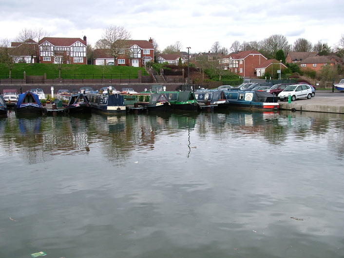 Lots of boats moored by the Moorings pub