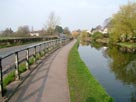 Approaching Lancaster, a road parallel to the towpath