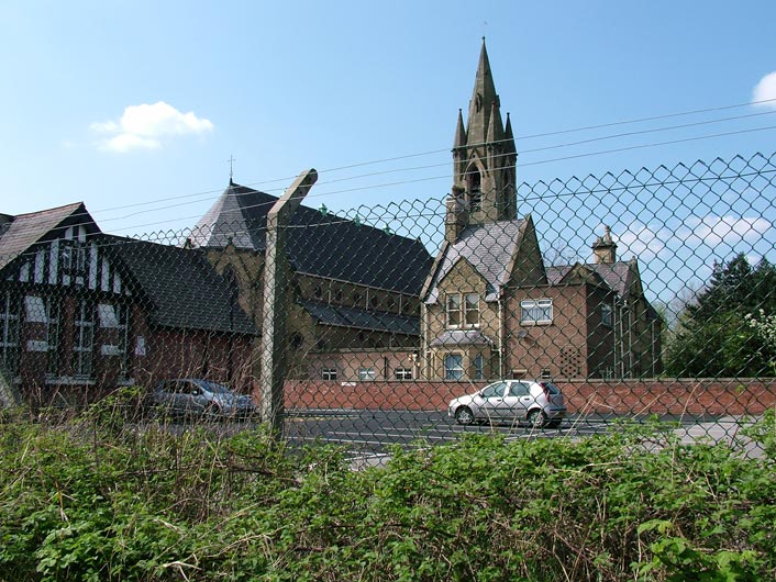 View of a church from the towpath