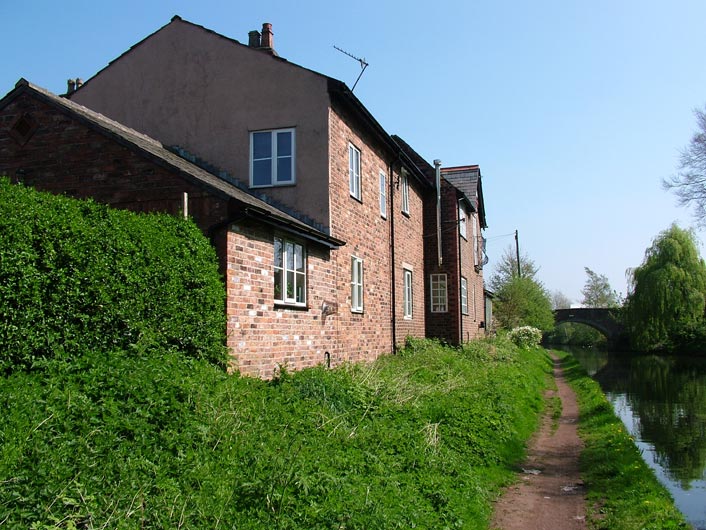 Looking back, some old houses by the canal