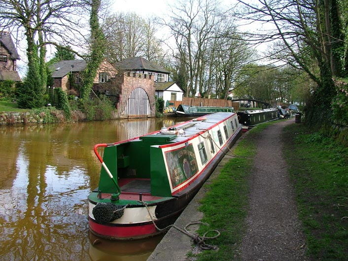 Boats moored at Worsley