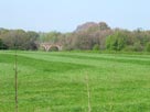 View across countryside, note blue motorway sign on right View across countryside, note blue motorway sign on right