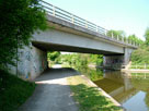 A nondescript modern bridge with graffiti A nondescript modern bridge with graffiti