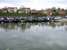 Lots of boats moored by the Moorings pub